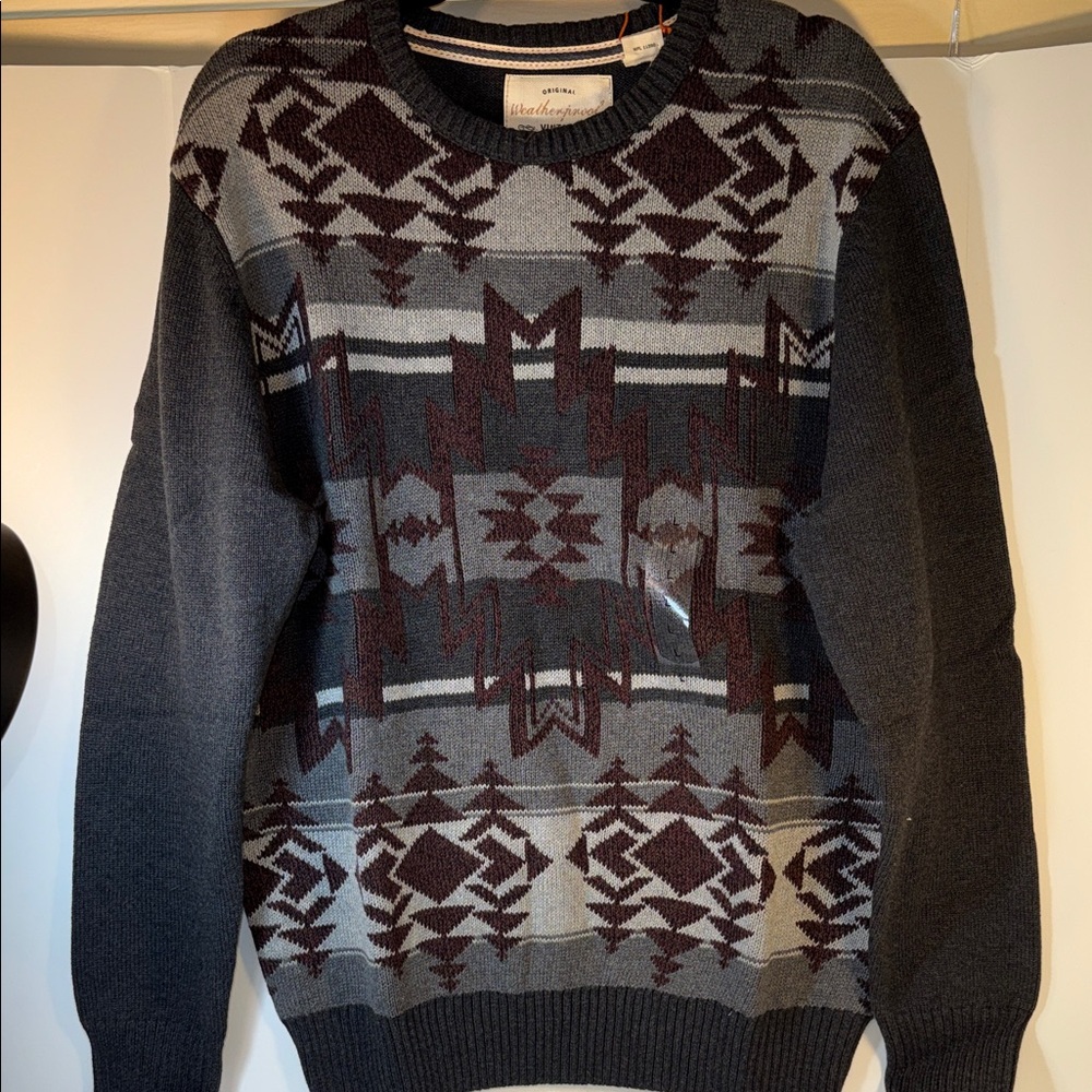 Weatherproof Men's Charcoal and Maroon Crewneck Sweater
